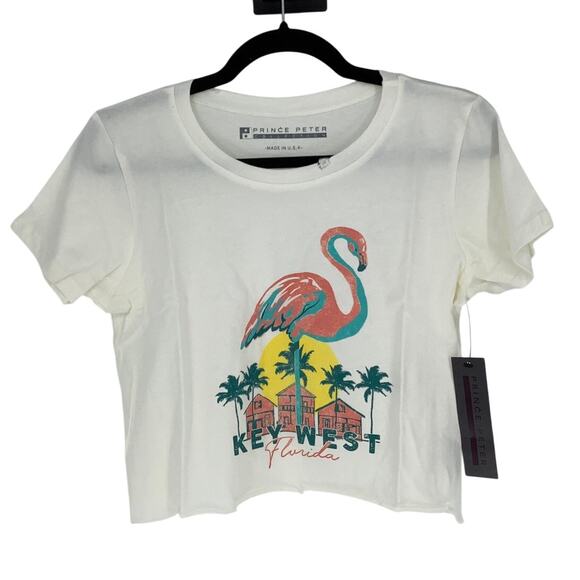 Prince Peter Womens XS White Flamingo Key West Florida T Shirt USA Made P6-4 - Picture 1 of 6